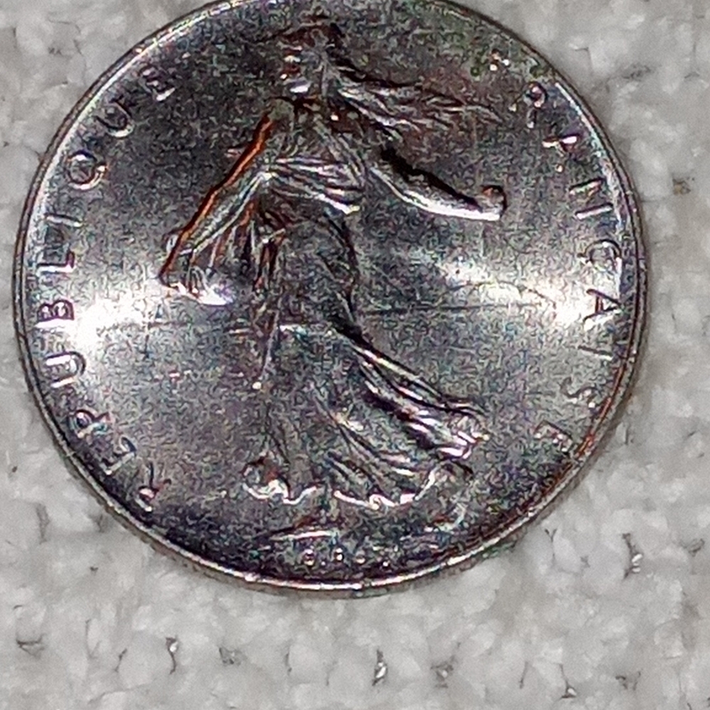 Antique Vintage 1975 France Republic Silver 1 Franc Coin